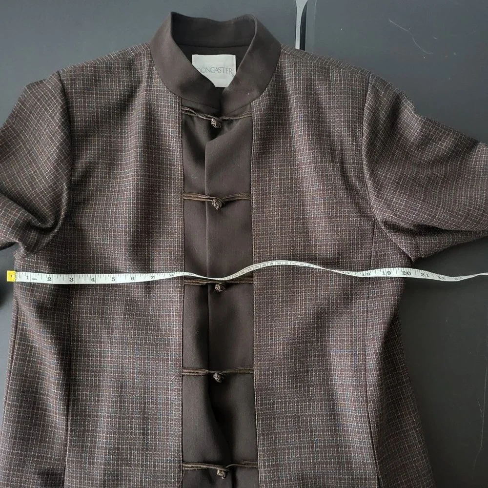 Doncaster Women's 100% Wool Brown‎ Plaid Blazer Size 8 Career Fall Office Winter